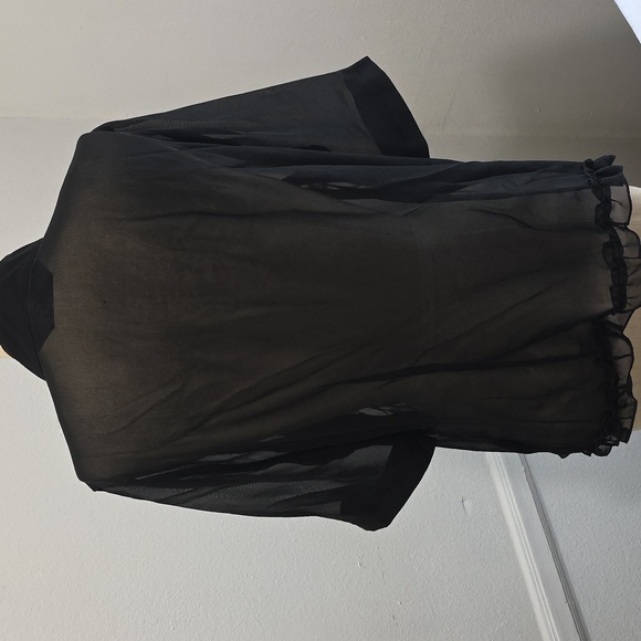 🌸Norma Kamali X Revolve Black‎ Sheer Blouse Large - Picture 9 of 9